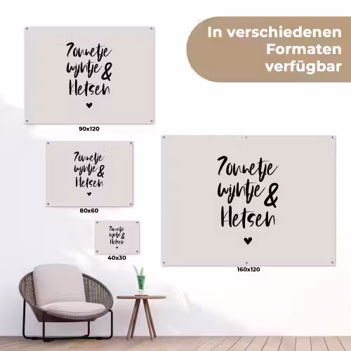 Tekst - Wijn - Zonnetje, wijntje & kletsen - Quotes tuinposter los doek klein -Xsfeer9_DE