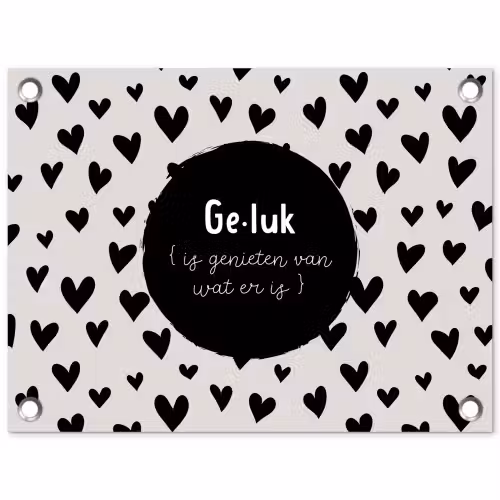 Tekst - Quotes - Geluk (is genieten van wat er is) - Woordenboek - Definitie geluk tuinposter los doek klein -3d