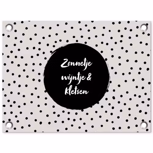 Tekst - Quotes - Zonnetje, wijntje & kletsen - Wijn tuinposter los doek klein -3d
