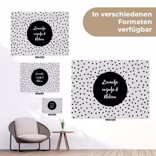 Tekst - Quotes - Zonnetje, wijntje & kletsen - Wijn tuinposter los doek klein -Xsfeer9_DE