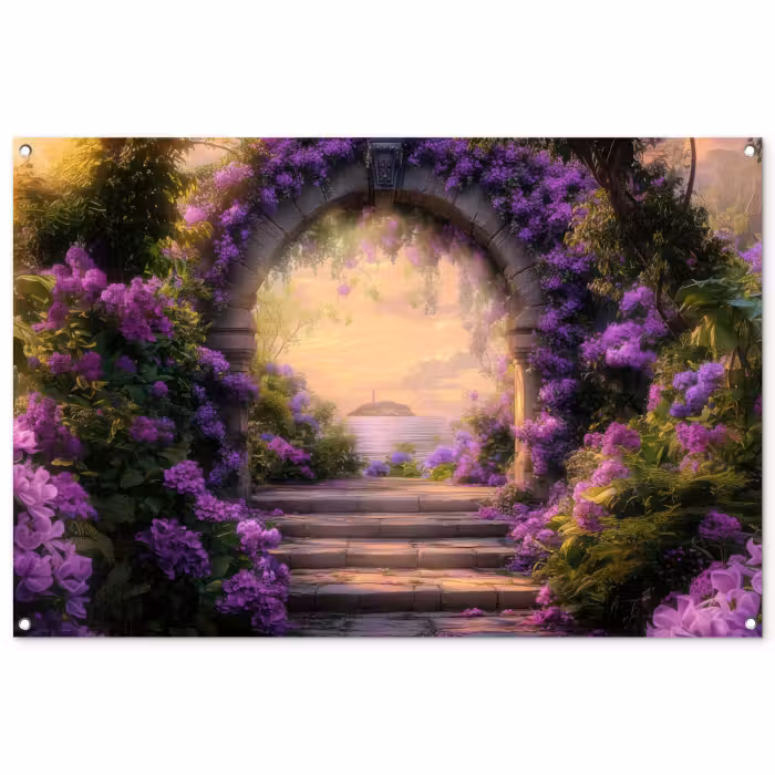 Gartenposter - Tor - Lila - Blumen
