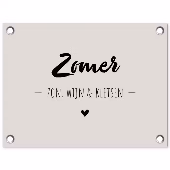 Wijn - Zomer zon, wijn & kletsen - Quotes - Tekst tuinposter los doek klein -3d