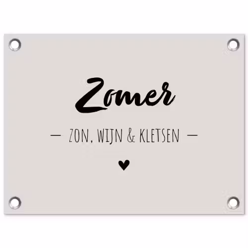 Wijn - Zomer zon, wijn & kletsen - Quotes - Tekst tuinposter los doek klein -3d