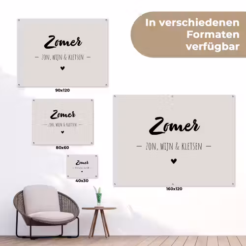 Wijn - Zomer zon, wijn & kletsen - Quotes - Tekst tuinposter los doek klein -Xsfeer9_DE