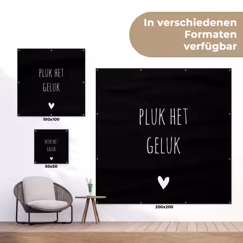 Quote - Spreuken - Pluk het geluk tuinposter los doek klein -Xsfeer9_DE