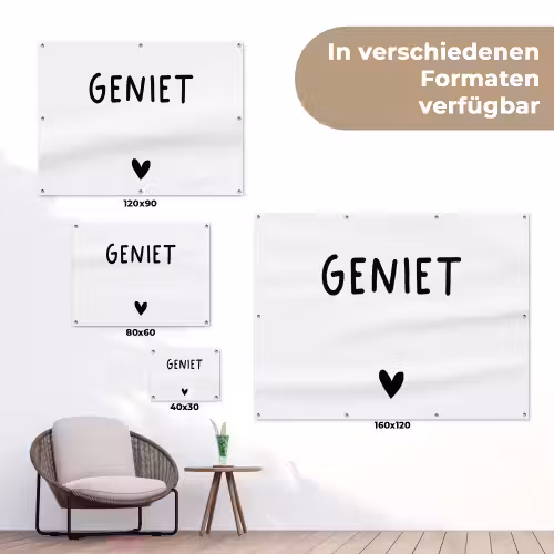 Quotes - Geniet - Spreuken tuinposter los doek klein -Xsfeer9_DE