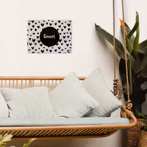 Quotes - Hartje - Tekst - Geniet tuinposter los doek klein -sfeer7