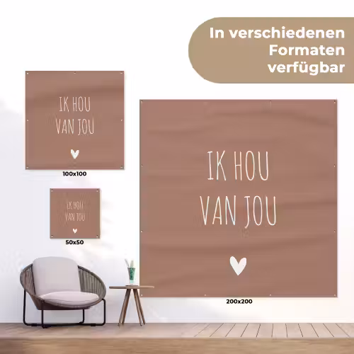 Quotes - Ik hou van jou - Spreuken tuinposter los doek klein -Xsfeer9_DE