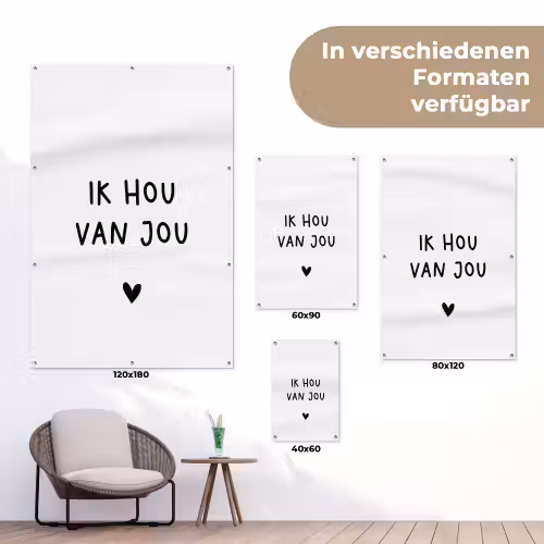 Quotes - Ik hou van jou - Spreuken tuinposter los doek klein -Xsfeer9_DE