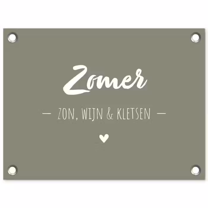 Quotes - Zomer, zon, wijn & kletsen - Tekst - Zomer tuinposter los doek klein -3d