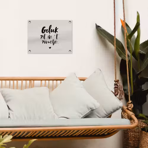 Quotes - Tekst - Geluk zit in 't zonnetje - Zomer tuinposter los doek klein -sfeer7