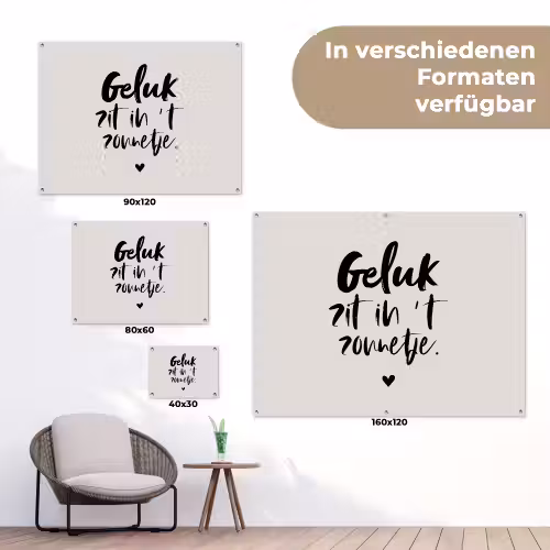 Quotes - Tekst - Geluk zit in 't zonnetje - Zomer tuinposter los doek klein -Xsfeer9_DE