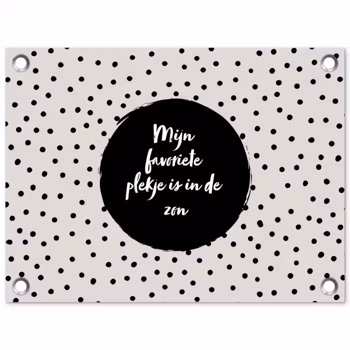 Quotes - Tekst - Tuin - Mijn favoriete plekje is in de zon - Zon tuinposter los doek klein -3d
