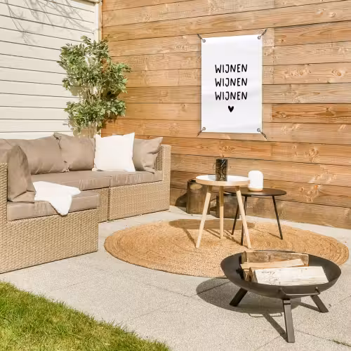 Quotes - Wijnen wijnen wijnen - Spreuken tuinposter los doek klein -sfeer4