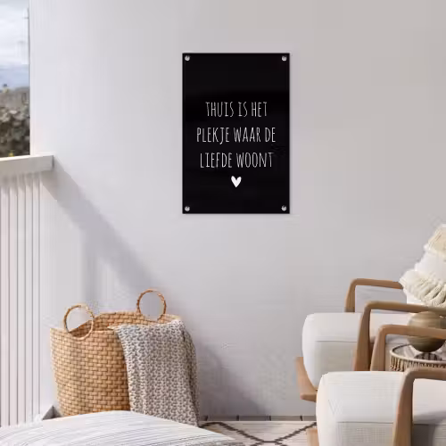 Quotes - Thuis is het plekje waar de liefde woont - Spreuken tuinposter los doek klein -sfeer8