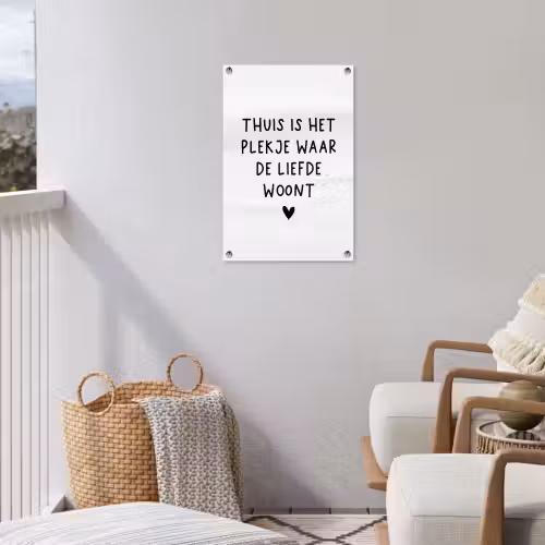 Thuis is het plekje waar de liefde woont - Spreuken - Quotes tuinposter los doek klein -sfeer8