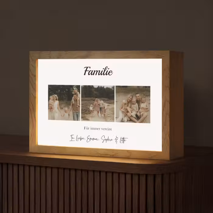 Personalisierte Lightbox - Familie - Fotocollage - 3 Fotos