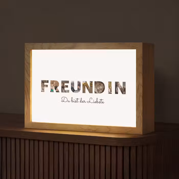 Personalisierte Lightbox - Freundin - Buchstaben-Collage