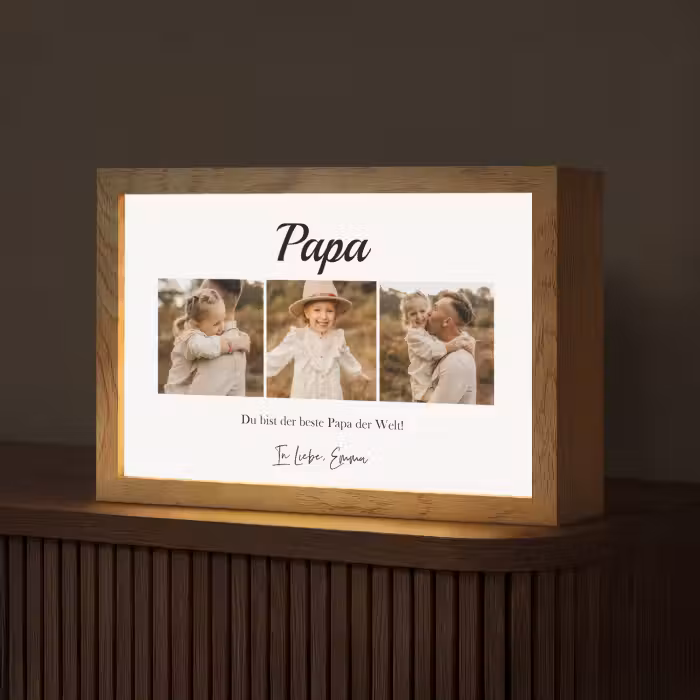 Personalisierte Lightbox - Papa - Fotocollage - 3 Fotos