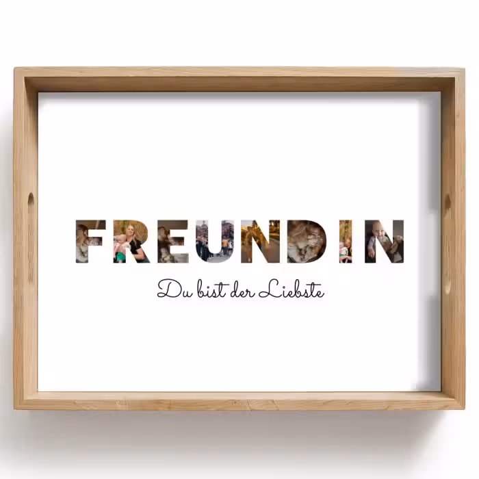 Personalisierte Tablett - Freundin - Buchstaben-Collage