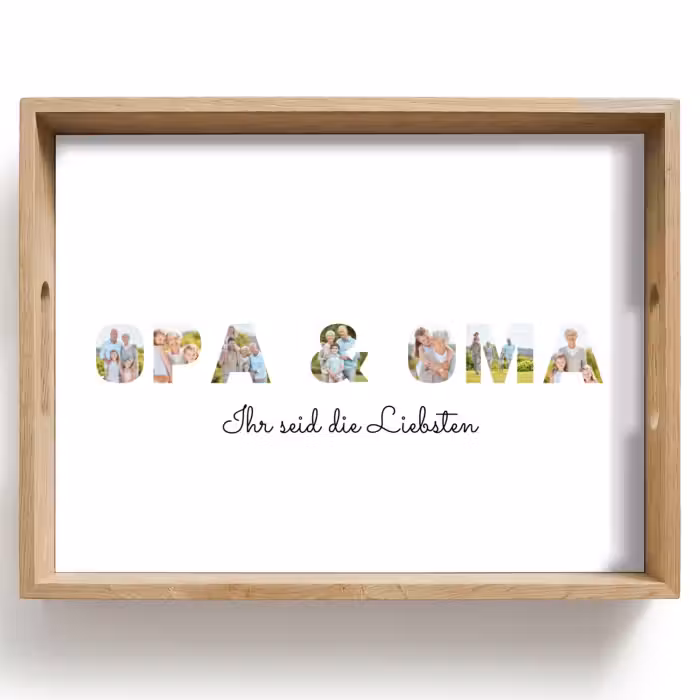 Personalisierte Tablett - Opa &amp; Oma - Buchstaben-Collage