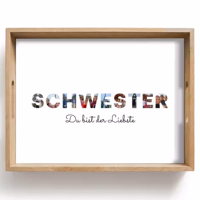 Personalisierte Tablett - Schwester - Buchstaben-Collage