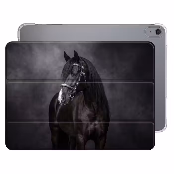 iPad-Hülle - Porträt - Pferd - Schwarz