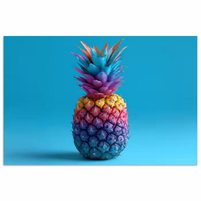 Poster - Ananas - Regenbogen - Blau - Pop-Art
