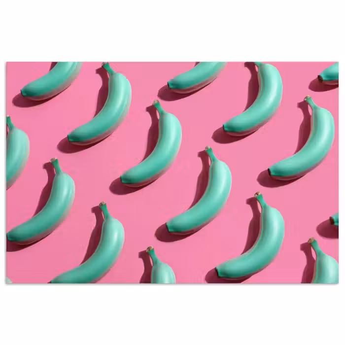 Poster - Bananen - Muster - Blau - Rosa