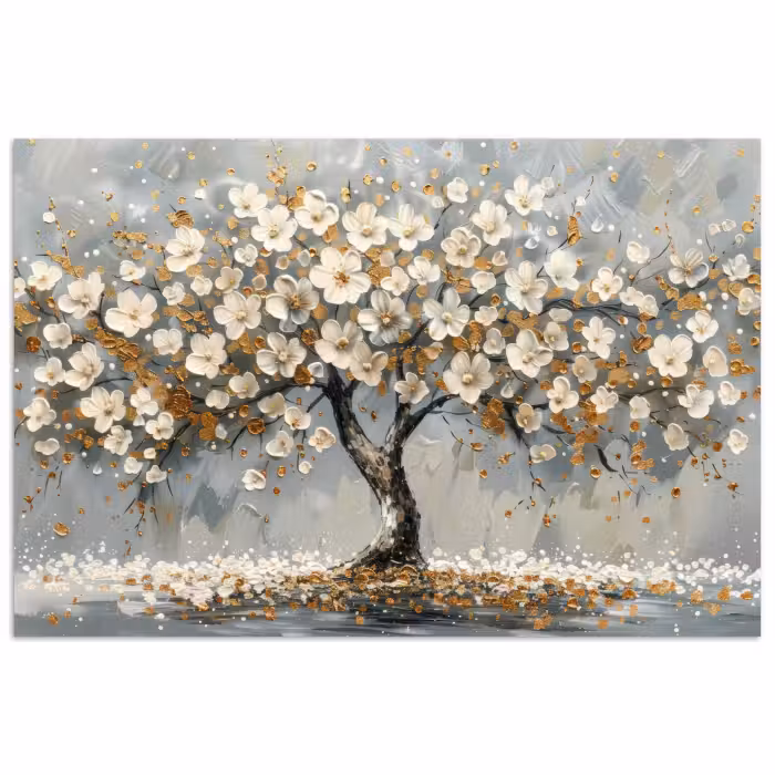 Poster - Baum - Blumen - Weiß - Natur - Kunst