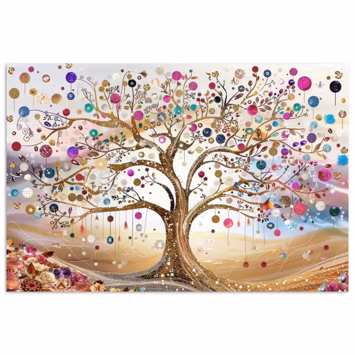 Poster - Baum des Lebens - Gold - Bunt - Abstrakt - Ästhetisch