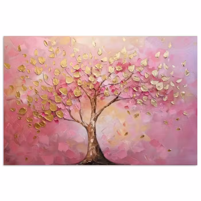 Poster - Baum - Rosa - Gold - Modern