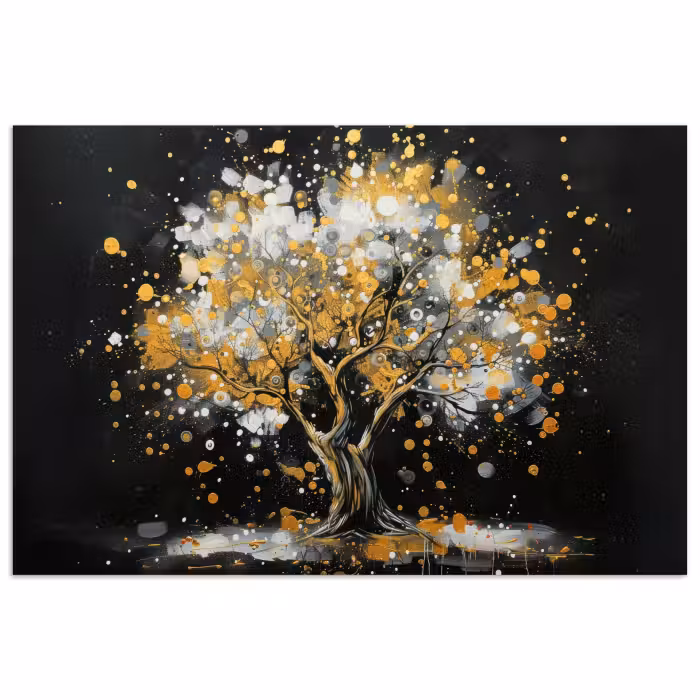 Poster - Baum - Schwarz - Gold - Weiß - Modern