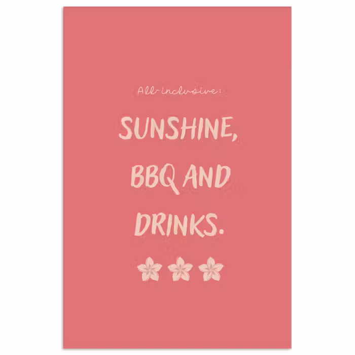Poster - BBQ - Zitat - Rosa - Sommer