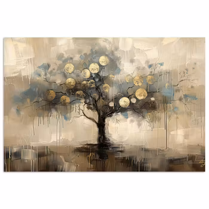 Poster - Beige - Abstrakt - Baum - Gold
