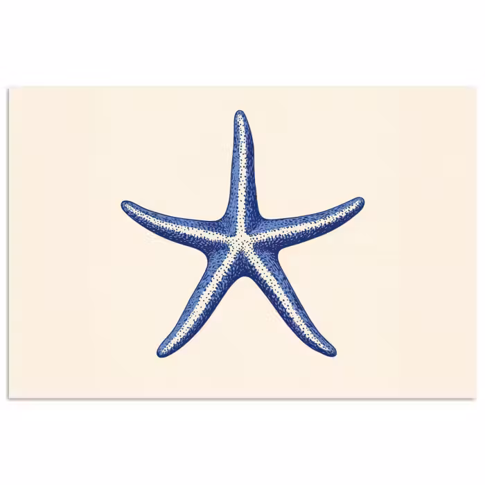 Poster - Blauer Seestern - Minimalistisch - Beige