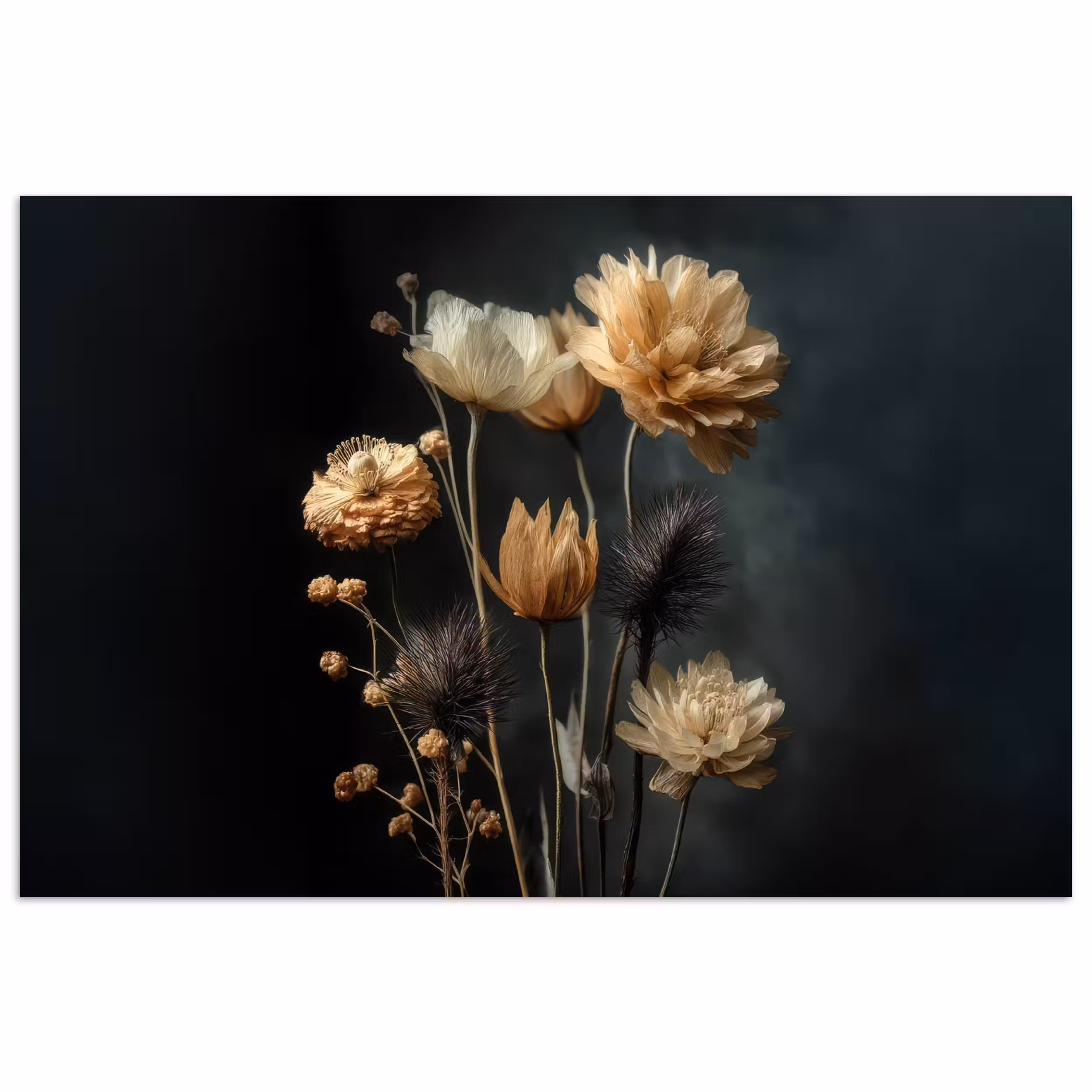 Poster - Blumenstrauß - Blumen - Licht - Schwarz