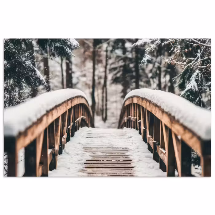 Poster - Brücke - Winterlandschaft - Wald - Natur - Schnee