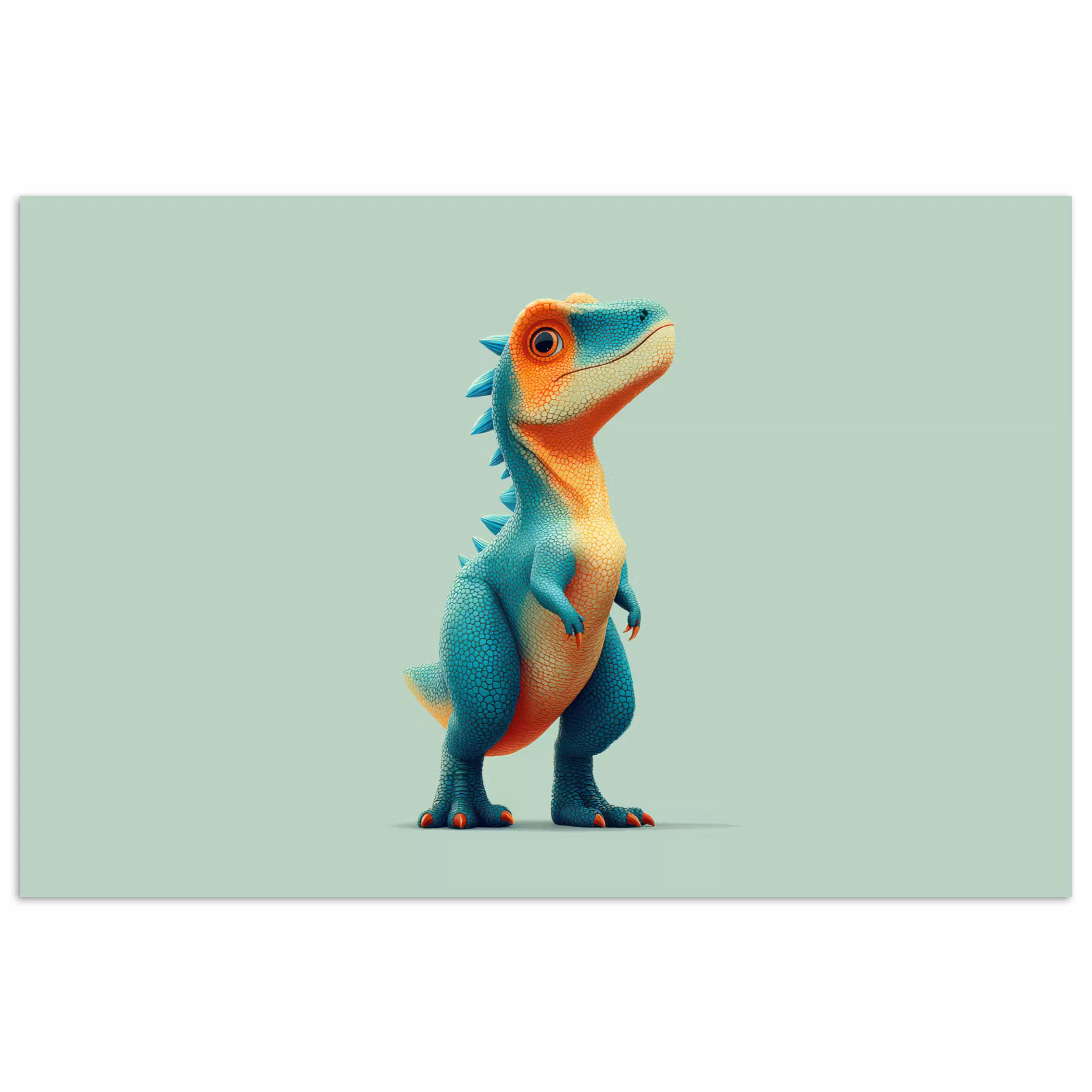 Poster - Cartoon - Dino - Orange - Kegelspiel