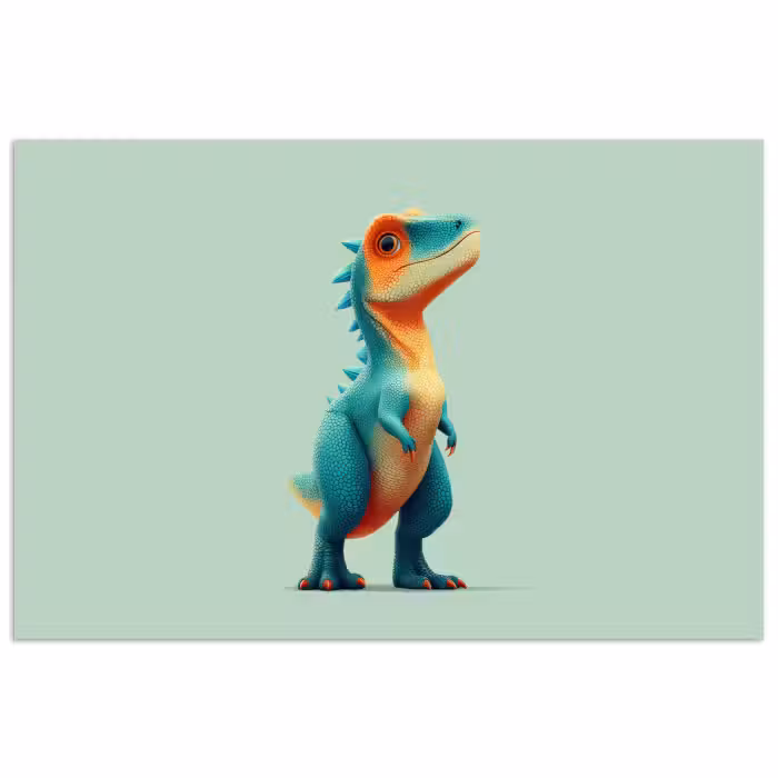 Poster - Cartoon - Dino - Orange - Kegelspiel
