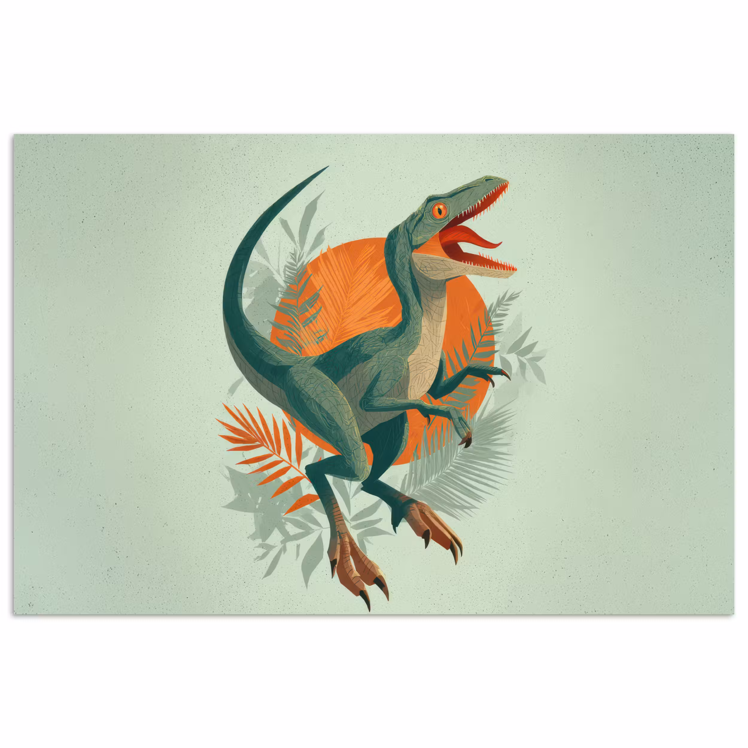 Poster - Dino - Blätter - Grafik - Grün