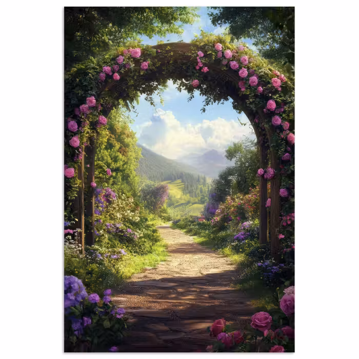 Poster - Durchblick - Rosenbogen - Ansichten - Landschaft - Blumen