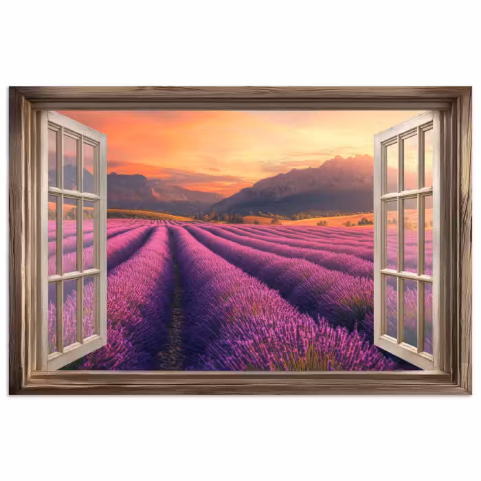 Poster - Durchsichtig - Lavendel - Landschaft - Blumen - Lila