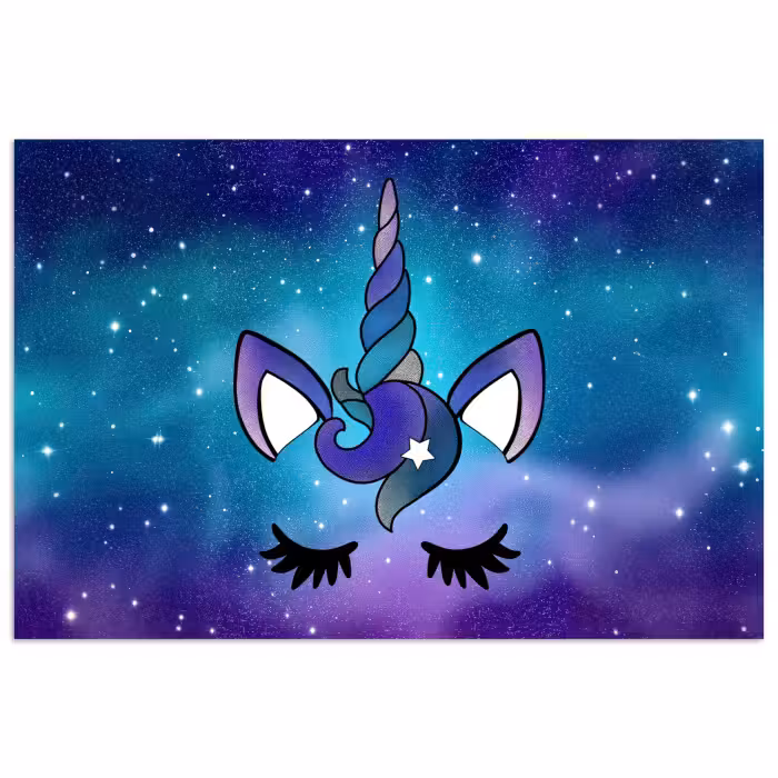 Poster - Einhorn - Sternenhimmel - Blau