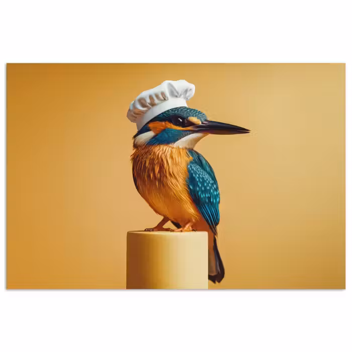 Poster - Eisvogel - Säule - Kochmütze - Vogel