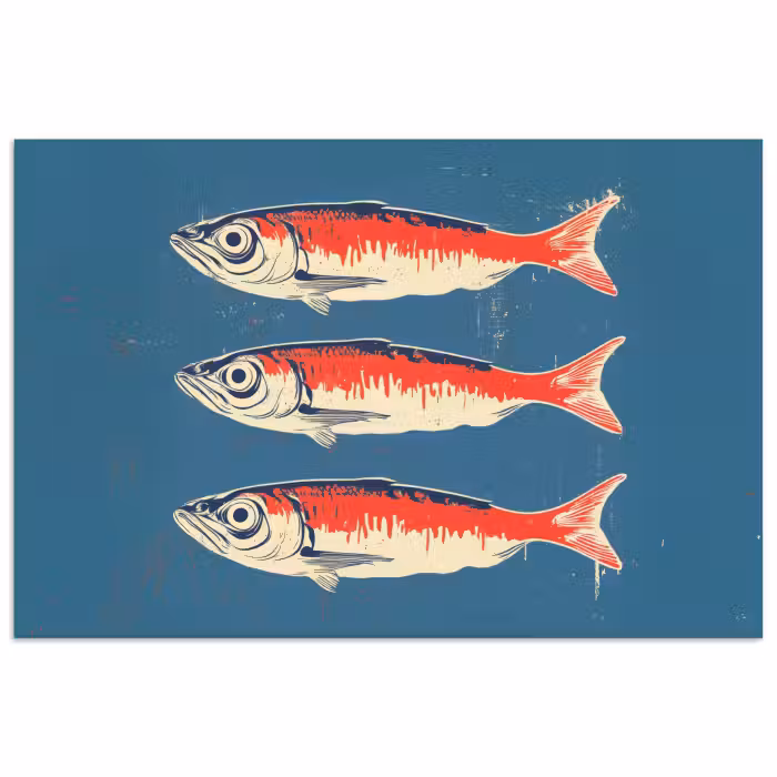 Poster - Fische - Rot - Blau