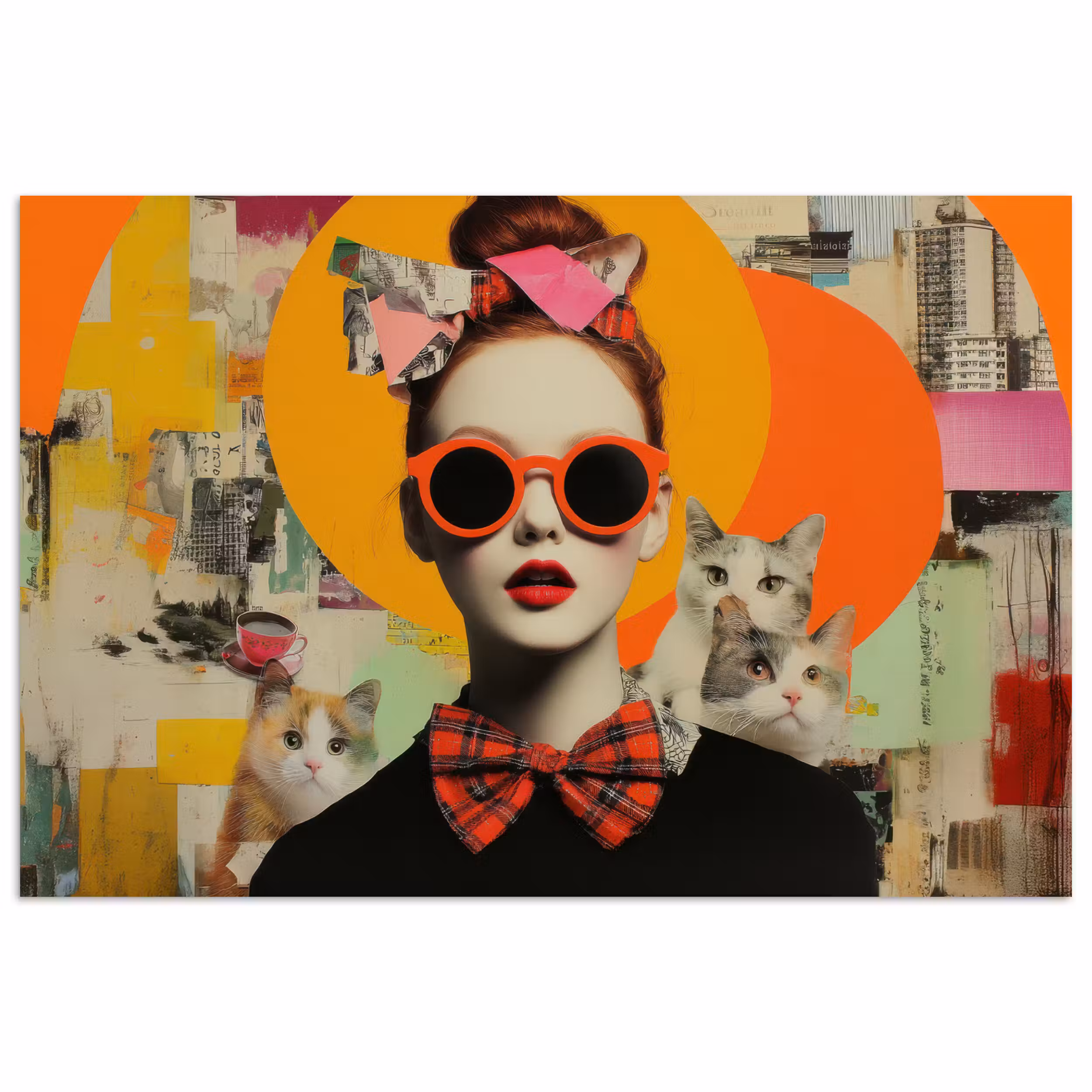 Poster - Frau - Brille - Fliege - Retro