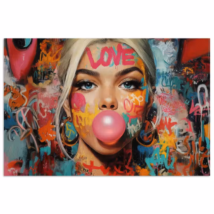 Poster - Frau - Kaugummi - Graffiti - Liebe