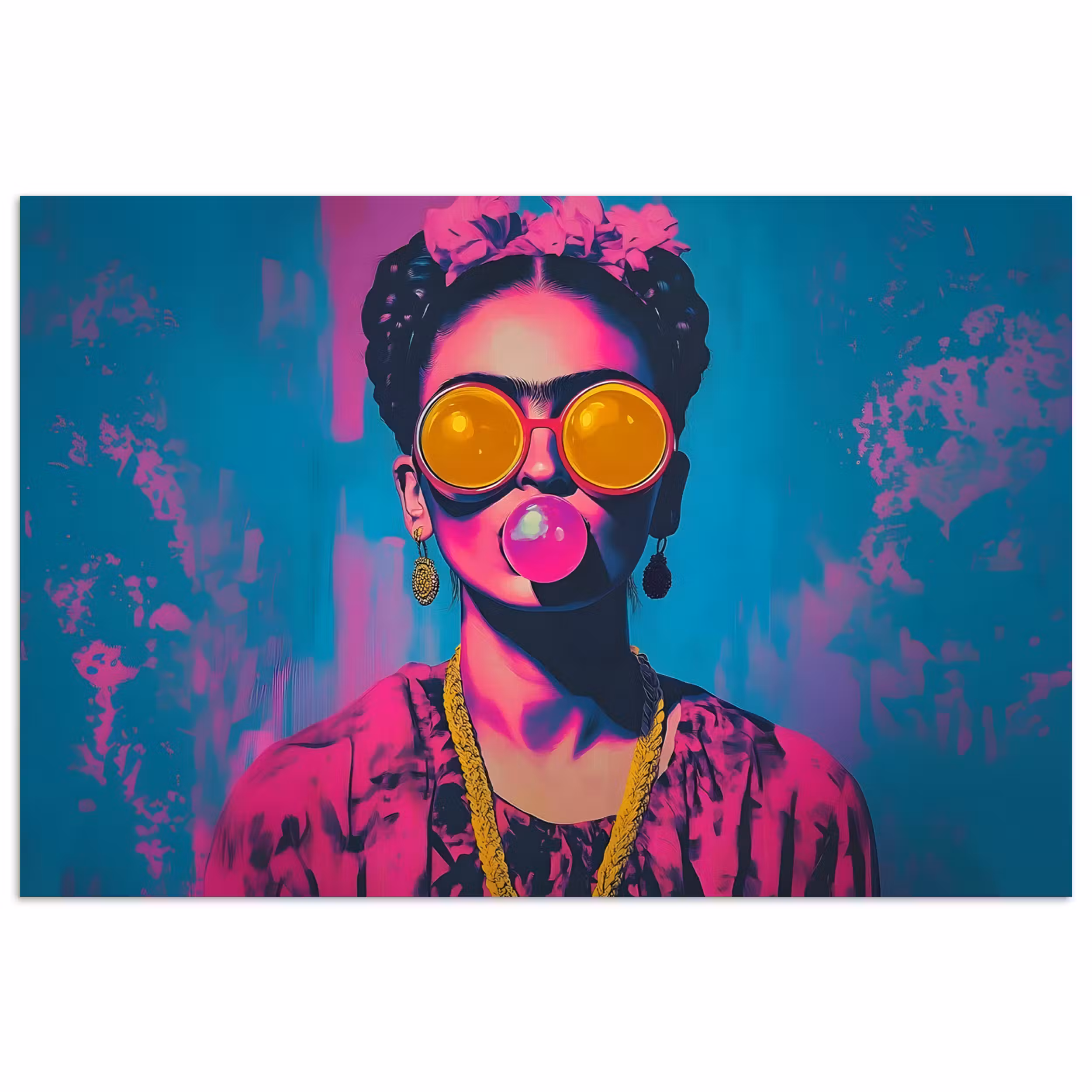 Poster - Frau - Kaugummi - Sonnenbrille - Orange
