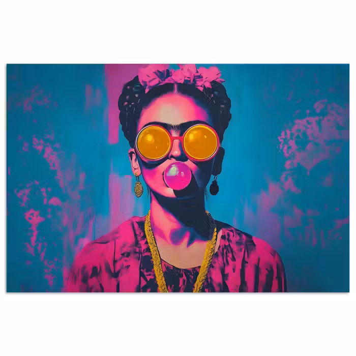 Poster - Frau - Kaugummi - Sonnenbrille - Orange
